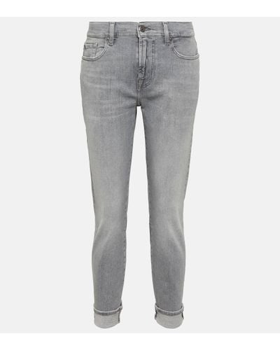 7 For All Mankind Jean slim a taille mi-haute - Gris