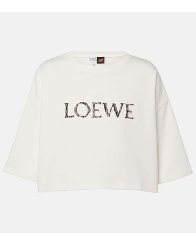 Loewe Paula's Ibiza - Top cropped con logo - Bianco