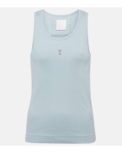 Givenchy 4g Ribbed-knit Cotton-blend Tank Top - Blue
