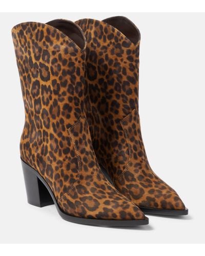 Gianvito Rossi Denver Leopard-print Leather Boots - Brown