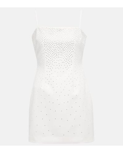 Blumarine Vestido corto de saten adornado - Blanco