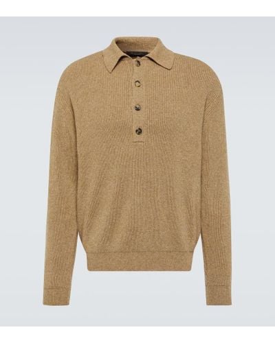 Loro Piana Ribbed-knit Cashmere Polo Sweater - Natural