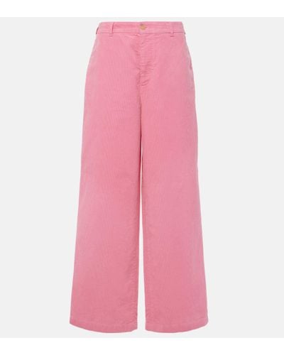 Acne Studios Face Cotton Corduroy Wide-leg Trousers - Pink