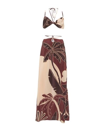Johanna Ortiz Lazy Days Silk Bralette And Skirt Set - Brown
