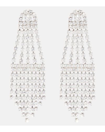 Oscar de la Renta Crystal Fan Drop Earrings - White