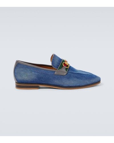 Gucci Horsebit Denim Loafers - Blue