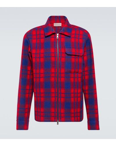Moncler Giacca camicia in lana a quadri - Rosso