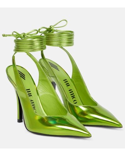 The Attico Venus Faux Leather Slingback Court Shoes - Green