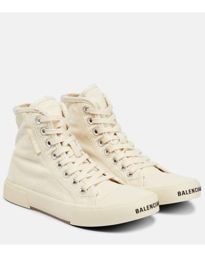 Balenciaga Paris Distressed High-top Sneakers - Natural