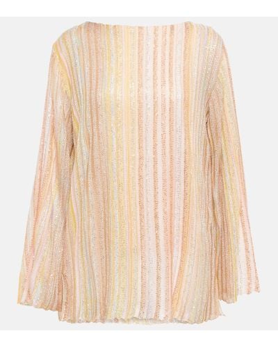 Missoni Striped Sequin-embellished Sweater - Natural