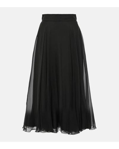 Dolce & Gabbana Falda midi de chifon de seda - Negro