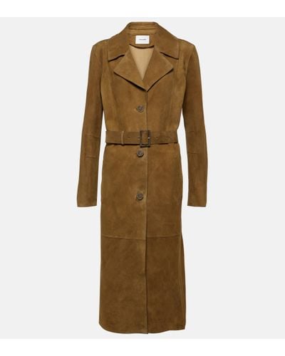 Yves Salomon Suede Trench Coat - Natural