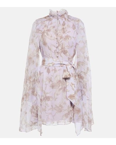 Erdem Clarice minikleid aus seiden-georgette mit floralem print - Weiß