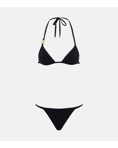 Dolce & Gabbana Bikini triangular con logo - Negro