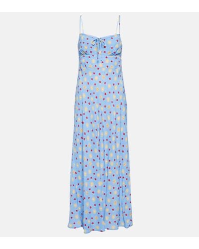 RIXO London Lanie Printed Crepe Midi Dress - Blue