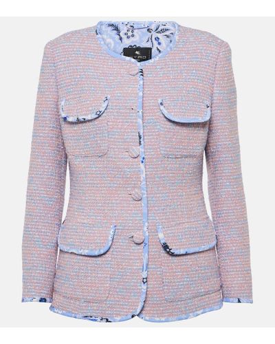 Etro Chaqueta de tweed de mezcla de lana - Morado