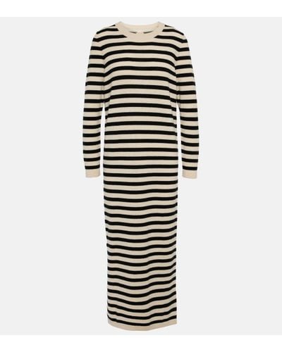 Jardin Des Orangers Striped Wool And Cashmere Midi Dress - Black