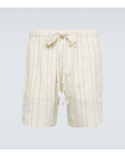 Wales Bonner Cassette Striped Linen And Cotton Shorts - White