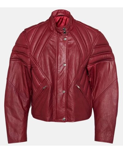 Isabel Marant Padded Panelled Leather Biker Jacket - Red