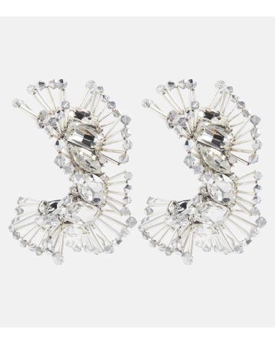 Area Crystal-embellished Hoop Earrings - Metallic