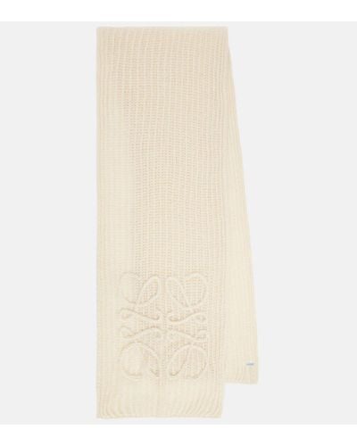 Loewe Anagram Open-knit Mohair-blend Scarf - Natural