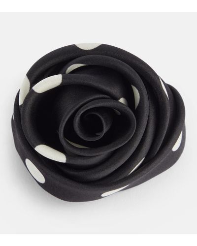 Saint Laurent Broche de organza de seda - Negro