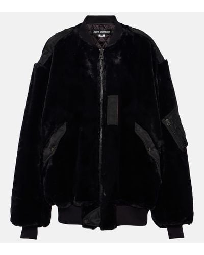 Junya Watanabe Oversized Faux Fur Bomber Jacket - Black