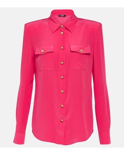 Balmain Hemd aus Crepe de Chine aus Seide - Pink