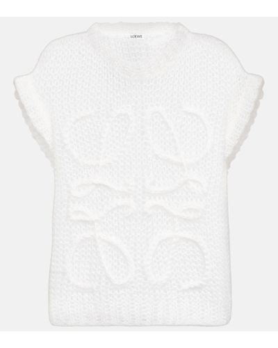 Loewe Anagram Mohair-blend Jumper Vest - White