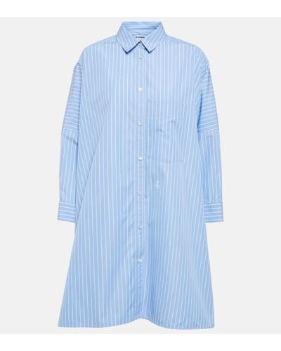 Jil Sander Striped Cotton Poplin Shirt - Blue