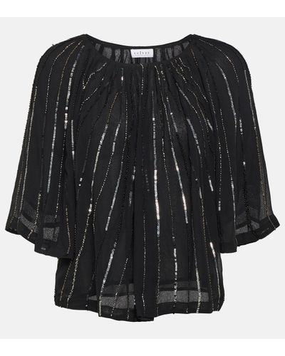 Velvet Barbara Embellished Blouse - Black