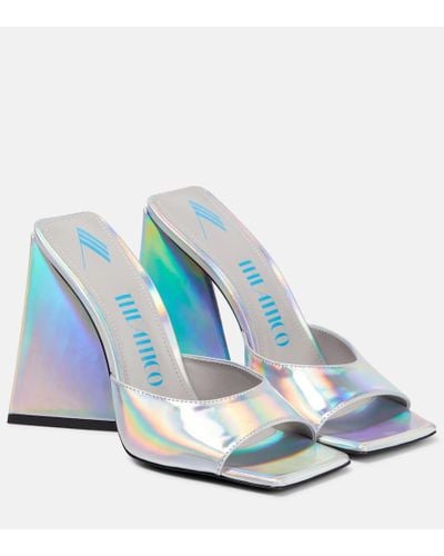 The Attico Devon Metallic Leather Mules - Blue