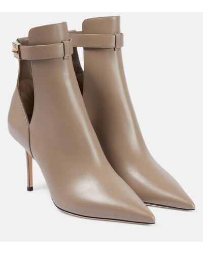 Jimmy Choo Nell 85 Leather Ankle Boots - Natural