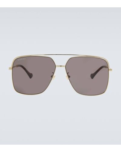 Gucci Aviator Metal Sunglasses - Grey