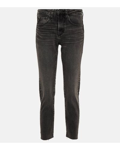AG Jeans Girlfriend Mid-rise Slim Jeans - Grey