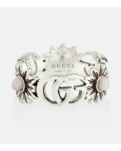 Gucci GG Marmont Sterling Silver Ring With Pearls - Metallic