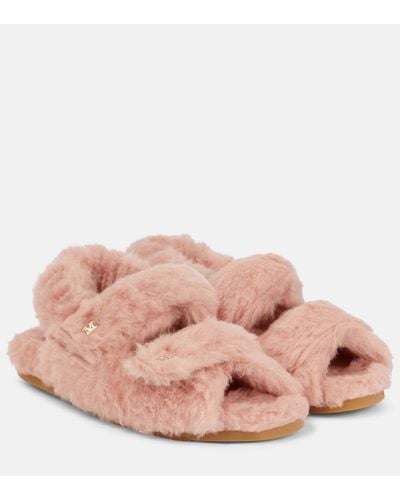 Max Mara Sandya Shearling Sandals - Pink