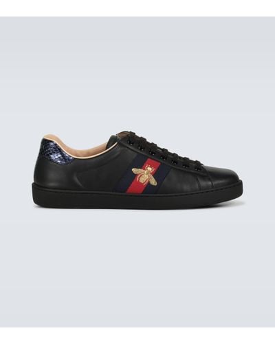 Gucci Men's New Ace Leather Trainers - Black