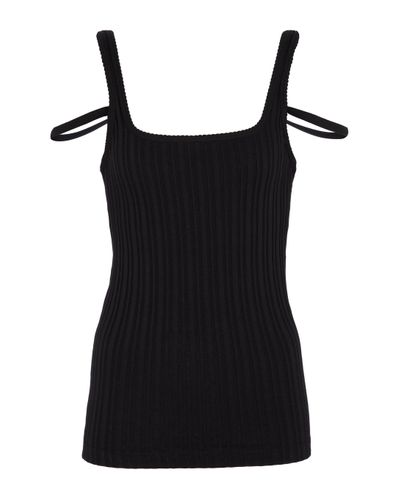 Helmut Lang Tank top in cotone a coste - Nero