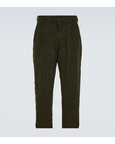 Comme des Garçons Striped Wool Tweed Suit Pants - Green