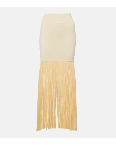 Galvan London Nyx Fringed Midi Skirt - Natural