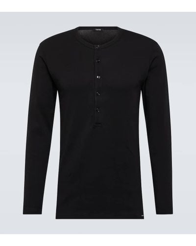 Tom Ford Cotton-blend Henley Shirt - Black