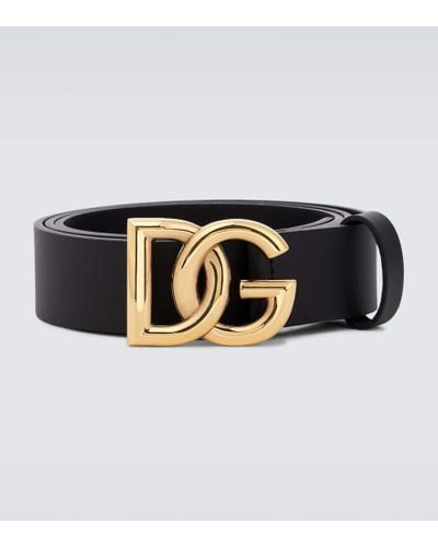 Dolce & Gabbana Cinturon de piel con hebilla DG - Negro