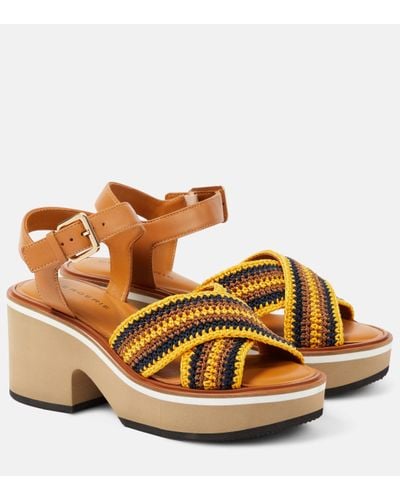 Robert Clergerie Carya Crochet Platform Sandals - Brown