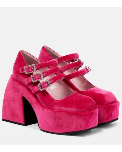 NODALETO Bulla Marietta Velvet Platform Court Shoes - Pink