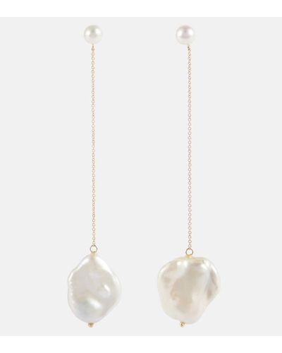 Mateo 14kt Gold Drop Earrings With Pearls - White