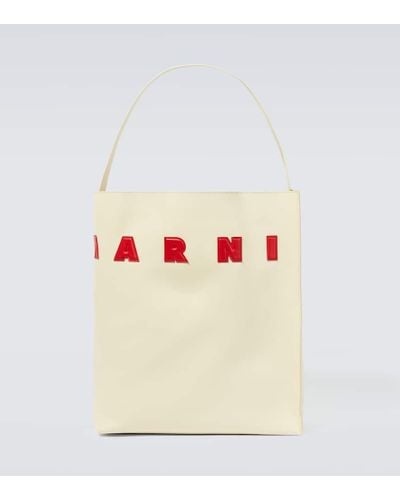 Marni Small Logo Leather Tote Bag - White