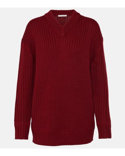 Emilia Wickstead Jersey de punto acanalado de lana - Rojo