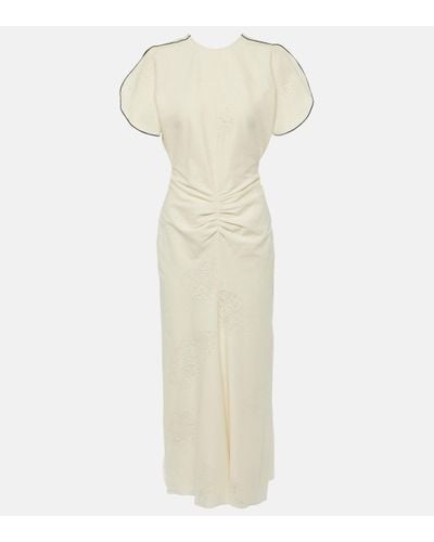 Victoria Beckham Gathered-waist Lace-detail Dress - White