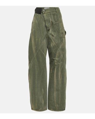 JW Anderson Jeans rectos Twisted de tiro alto - Verde